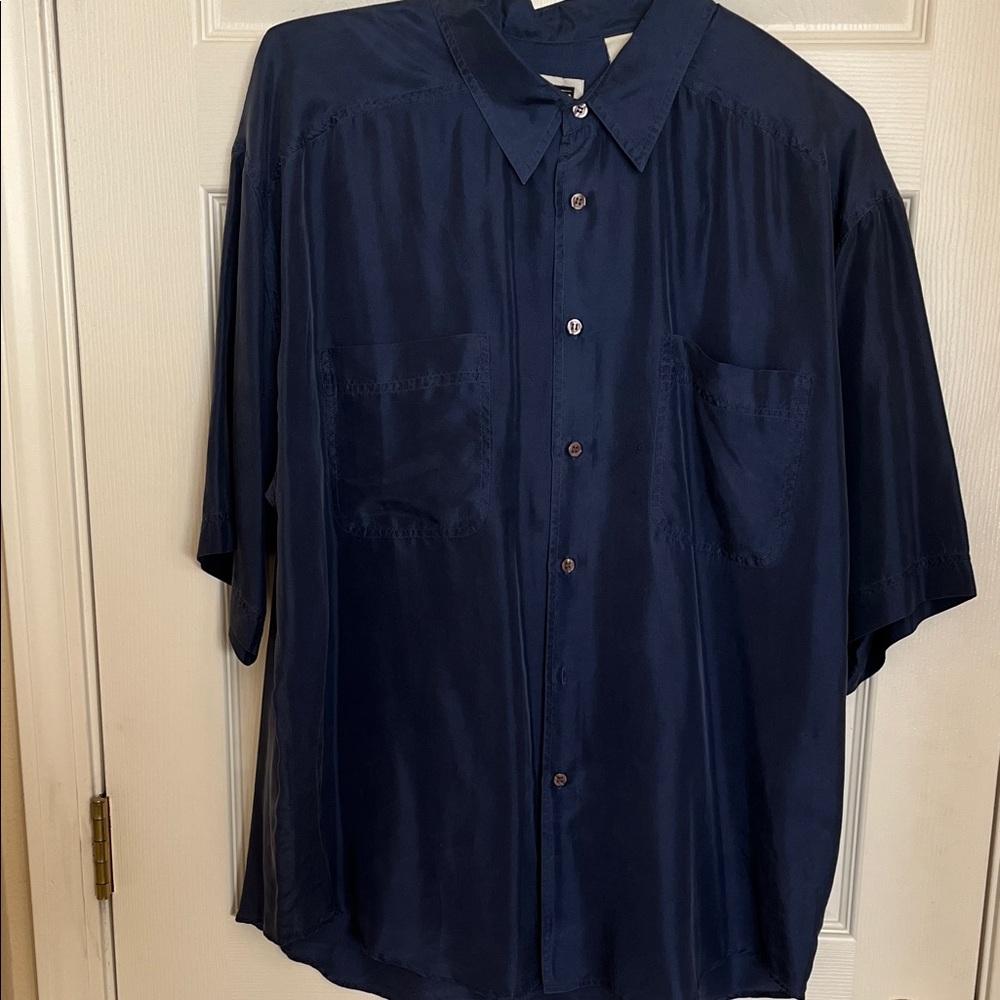 Studio Men's Slate Blue Silk Casual Shirt